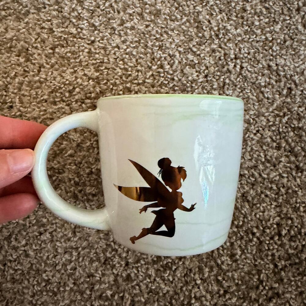 Tinkerbell Coffee Mug Gold Green Pixie Dust Disney